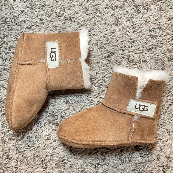 UGG Other - UGG Erin Baby Bootie Large Chestnut Suede Sheepskin Round Toe Ankle Boots 5202